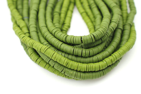 6mm vinyl Heishi beads olive green polymer clay beads